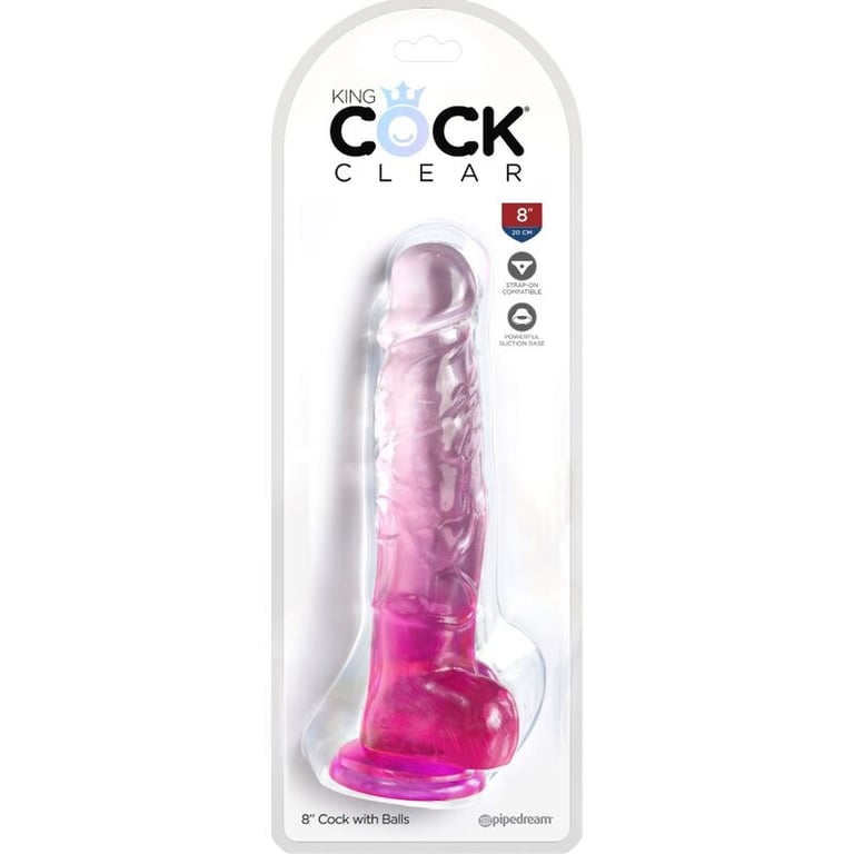 King Cock - Clear Pene Realístico Con Testículos 16.5 CM Rosa