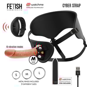 Cyber Strap - Arnés Con Dildo Y Bala Control Remoto Tecnología Watchme M
