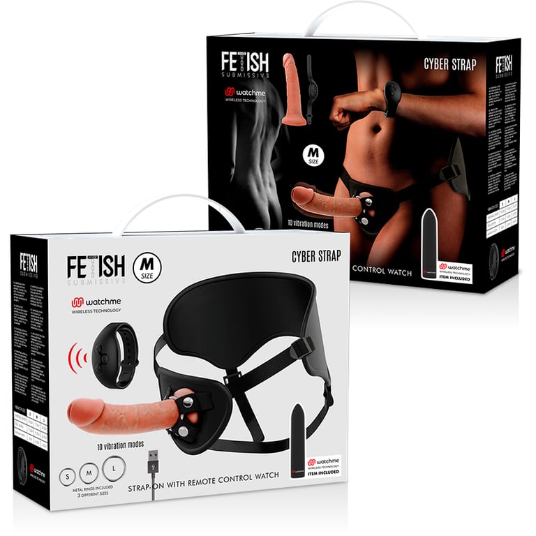 Cyber Strap - Arnés Con Dildo Y Bala Control Remoto Tecnología Watchme M