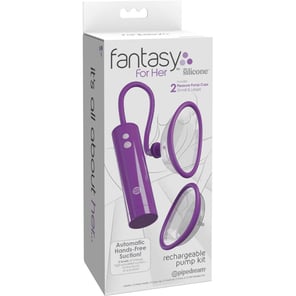 Kit Estimulador de Clítoris Recargable Fantasy For Her con Bomba de Ondas - Tallas S y L