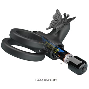Doble Anillo Vibrador Con Estimulador Negro