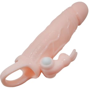 Brave Man Funda Pene Con Rabbit Vibrador 16.5 CM Natural