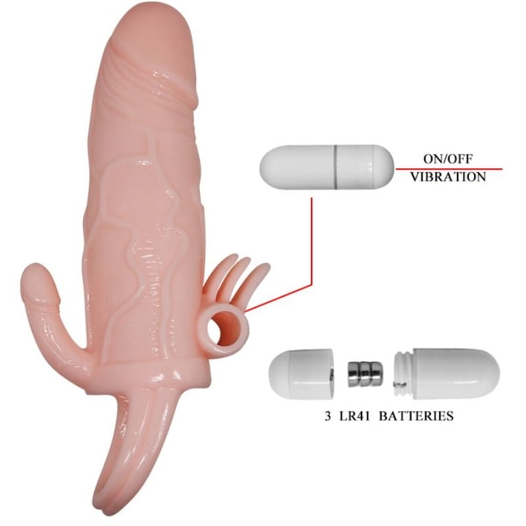 Brave Man Penis Cover With Clit And Anal Stimulation Flesh 16.5 CM