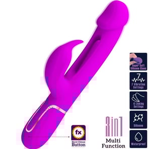 Kampas Vibrador Rabbit 3 En 1 Multifunción Con Lengua Fucsia