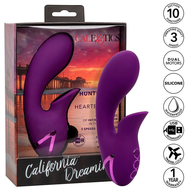 Estimulador Clitorial Morado Calexotics Huntington Beach Heartbreaker Vibrador con Ondas Estimuladoras California Dreaming