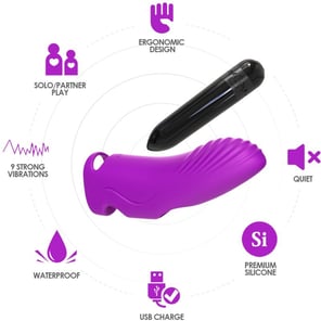 Vibrador Dedal Aurora Color Violeta Recargable y Silencioso para Estimulación Precisa