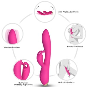 Vibrador Rabbit Fucsia Bonnie Recargable con Estimulación Dual para Mujeres