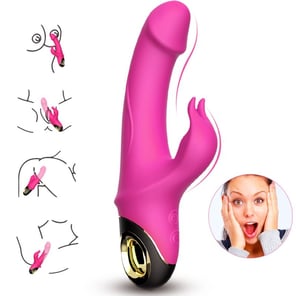 Vibrador Rabbit Rotador Fucsia Meteror Estimulador Dual con Rotación y Potentes Vibraciones
