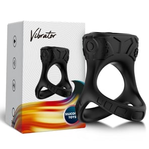 Anillo Vibrador Negro para Parejas ‒ Estimulador Multiposición Recargable, Placer para Él y Ella