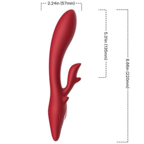 Vibrador Rabbit Curvo Rojo Elk Estimulación Dual, Silicona Suave, Recargable