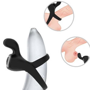 Anillo Vibrador Rabbit Negro para Parejas Juguete Erótico Recargable con Estimulación de Clítoris y Punto G