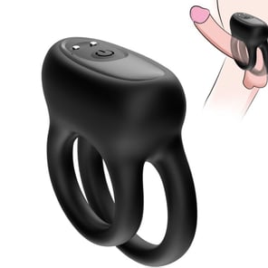 Anillo Vibrador Negro para Parejas con Doble Estimulación - Juguete Sexual Recargable