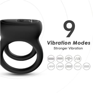 Anillo Vibrador Negro para Parejas con Doble Estimulación - Juguete Sexual Recargable