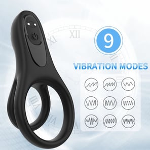 Anillo Vibrador Doble Negro para Parejas Estimula Clítoris y Pene, Recargable, Silicona Suave