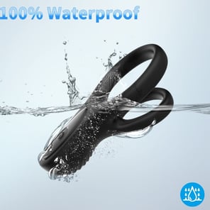 Anillo Vibrador Doble Negro para Parejas Estimula Clítoris y Pene, Recargable, Silicona Suave