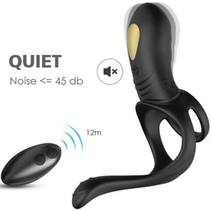 Anillo Vibrador para Parejas y Plug Anal con Control Remoto Negro Juguetes Sexuales Discretos