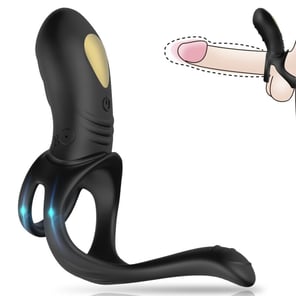 Anillo Vibrador para Parejas y Plug Anal con Control Remoto Negro Juguetes Sexuales Discretos