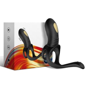 Anillo Vibrador para Parejas Joy Jumper y Plug Anal Negro Juguetes Sexuales para Adultos