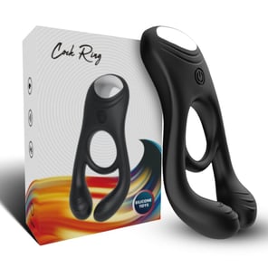 Anillo Vibrador Veyron Negro con Doble Pinza para Parejas Potente Estimulación y Placer Sexual