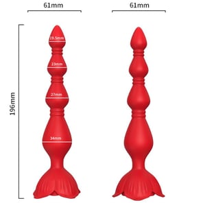 Vibrador Rosa Pagoda y Plug Anal Rojo de Silicona para Estimulación Íntima