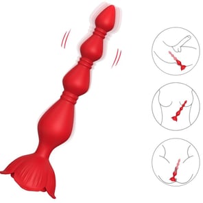Vibrador Rosa Pagoda y Plug Anal Rojo de Silicona para Estimulación Íntima