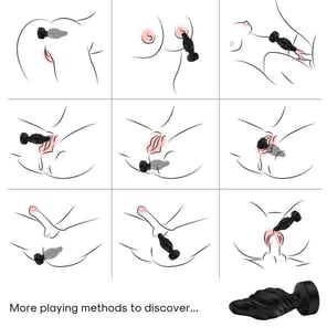 Vibrador y Plug Anal Negro con Control Remoto Recargable Juguete Sexual Unisex para Parejas