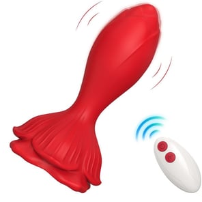 Vibrador Rosa y Plug Anal Pequeño Rojo con Control Remoto Juguetes Sexuales Discretos para Parejas