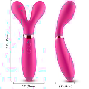 Masajeador Vibrador Y-Wand de Cabeza Doble Fucsia Potente Estimulador Personal Recargable