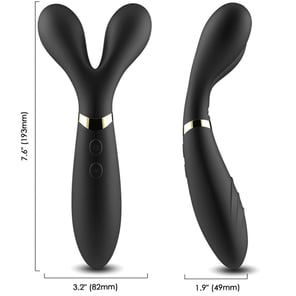 Masajeador y Vibrador de Cabeza Doble Negro Y-Wand Recargable Potente Estimulador Corporal