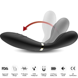 Masajeador y Vibrador de Cabeza Doble Negro Y-Wand Recargable Potente Estimulador Corporal