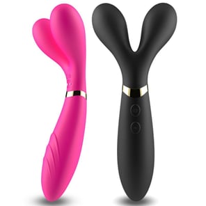 Masajeador y Vibrador de Cabeza Doble Negro Y-Wand Recargable Potente Estimulador Corporal