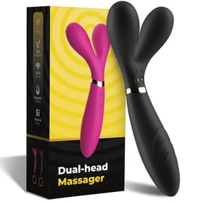 Masajeador y Vibrador de Cabeza Doble Negro Y-Wand Recargable Potente Estimulador Corporal