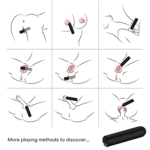 Bala Vibradora Negra Warhead 2 cm x 8.8 cm Discreto Estimulador Sexual Potente para Adultos