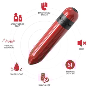 Mini Bala Vibradora Fucsia Recargable Juguete Sexual Discreto y Potente para Parejas y Mujeres