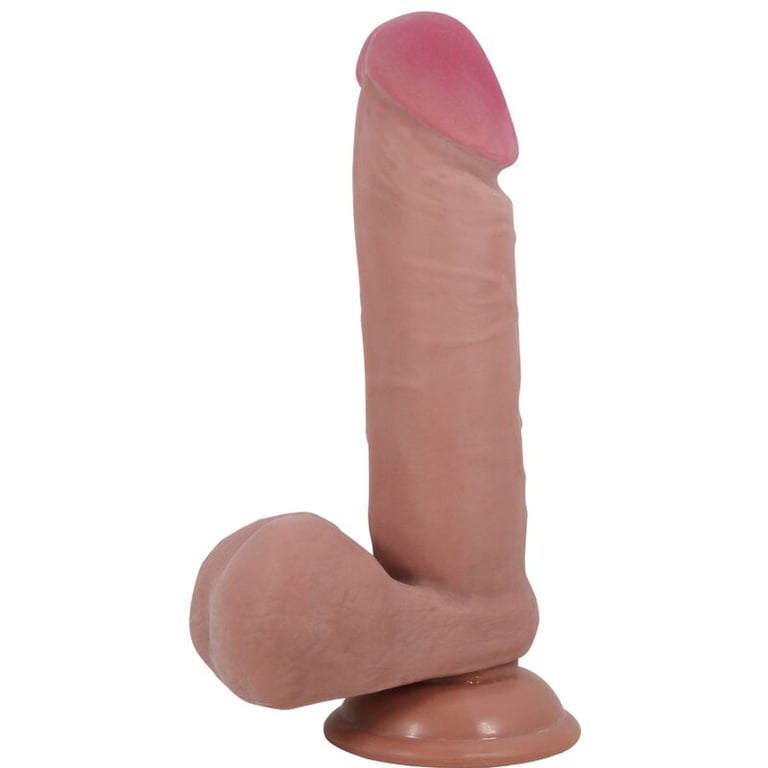 Sliding Skin Series Realistic Dildo With Sliding Skin Suction Cup Brown 20.5 CM