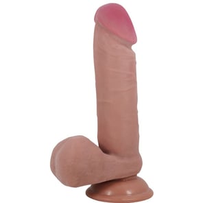 Sliding Skin Series Realistic Dildo With Sliding Skin Suction Cup Brown 20.5 CM