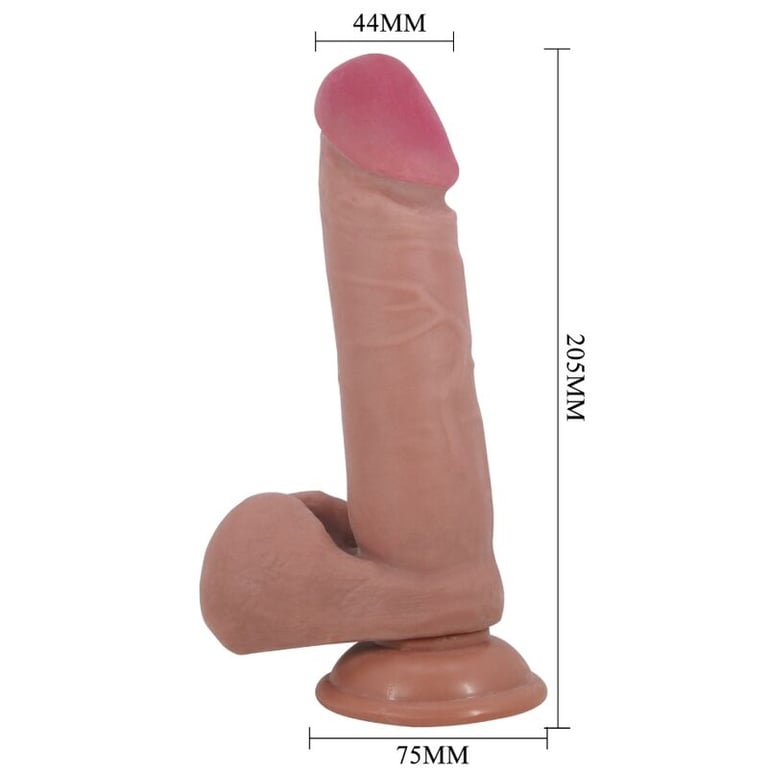 Sliding Skin Series Realistic Dildo With Sliding Skin Suction Cup Brown 20.5 CM