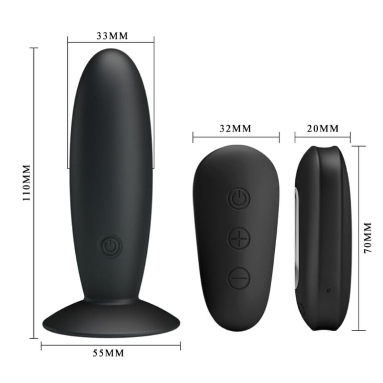 Plug Anal Con Vibración Negro Control Remoto