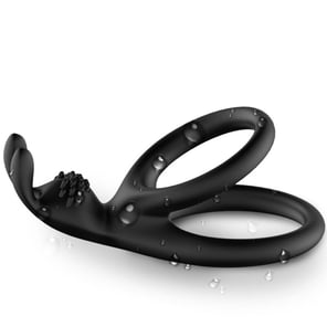 Anillo Vibrador Doble Rabbit Negro Tensy para Parejas Estimulación Íntima y Placer Dual