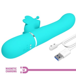 Vibrador Rabbit Multifunción 4 En 1 Mariposa Verde Agua