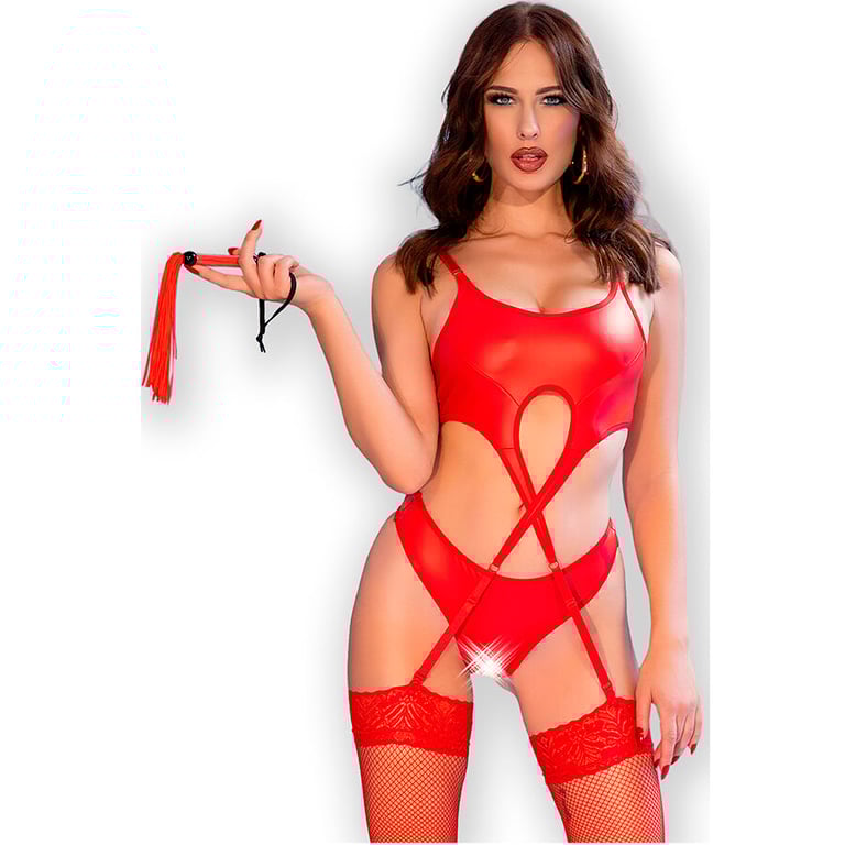 Cr 4625 Set Cuatro Piezas Crotchless Rojo L