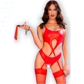 Cr 4625 Set Cuatro Piezas Crotchless Rojo L