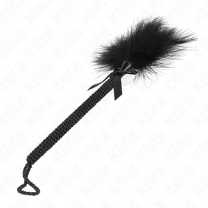 Masajeador De Cuerda De Nailon Con Plumas Para Cosquillas Y Lazo Negro 25 CM