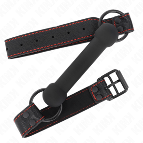 Mordaza Forma De Hueso Con Correa Polipiel Negro Ajustable 41-57 CM