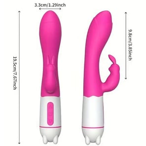 Vibrador Rabbit Fucsia Recargable Happy: Estimulador Doble para Mujer con Potente Motor y Silicona Suave