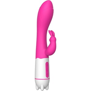 Vibrador Rabbit Fucsia Recargable Happy: Estimulador Doble para Mujer con Potente Motor y Silicona Suave
