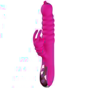 Vibrador Rabbit Multifunción Doble Lengua con Efecto Calor Color Fucsia Placer Intenso para Mujeres