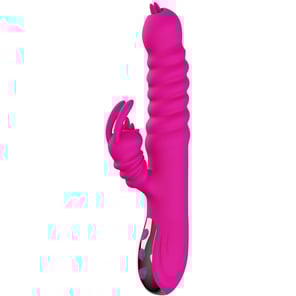 Vibrador Rabbit Multifunción Doble Lengua con Efecto Calor Color Fucsia Placer Intenso para Mujeres