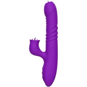 Vibrador Rabbit Gspot Violeta con Lengua Estimuladora y Efecto Calor Placer Dual para Mujeres