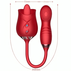 Vibrador Delight Flower Rojo con Lengua Estimuladora y Movimiento Bumping para Placer Intenso